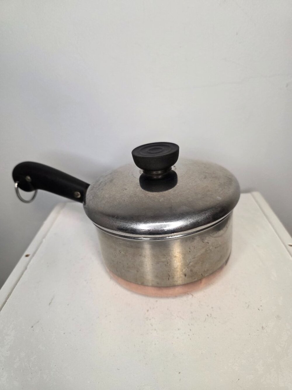 Revere Ware One Quart Copper Bottom Saucepan Pot With Lid